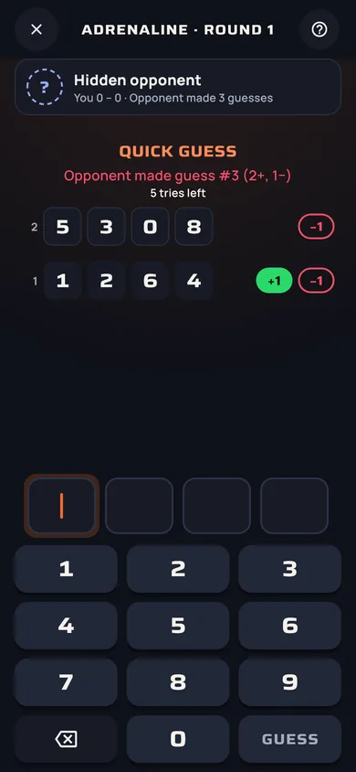 Adrenaline match: your rival's clues in the live feed