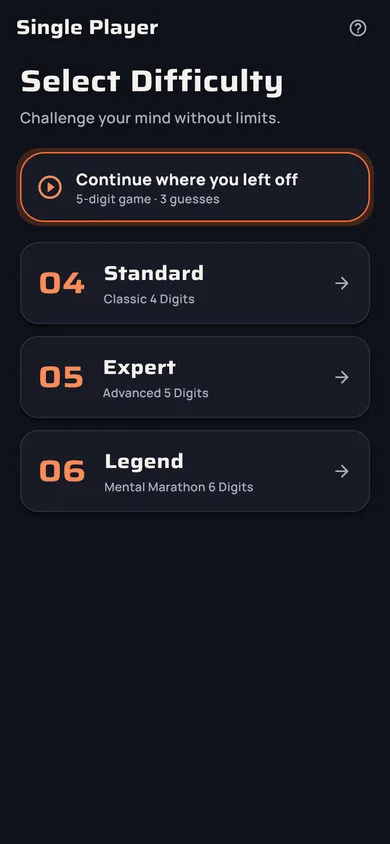Solo difficulty picker: Standard, Expert, Legend