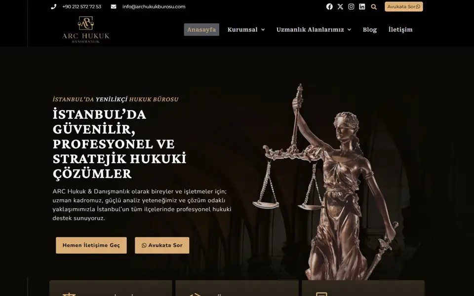 ARC Hukuk Bürosu web sitesi
